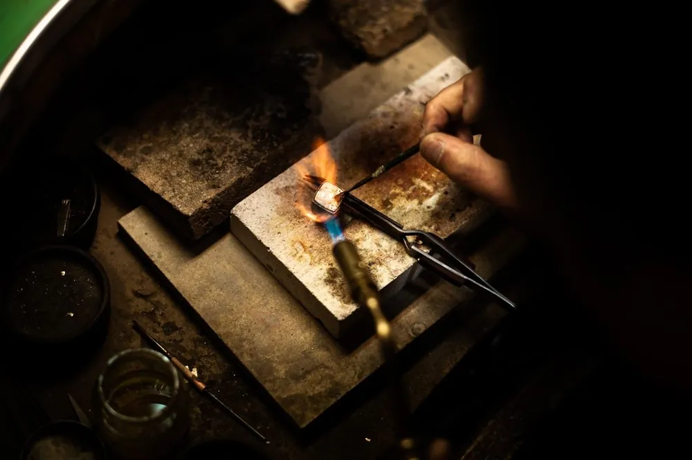Handmade jewelry on the bench